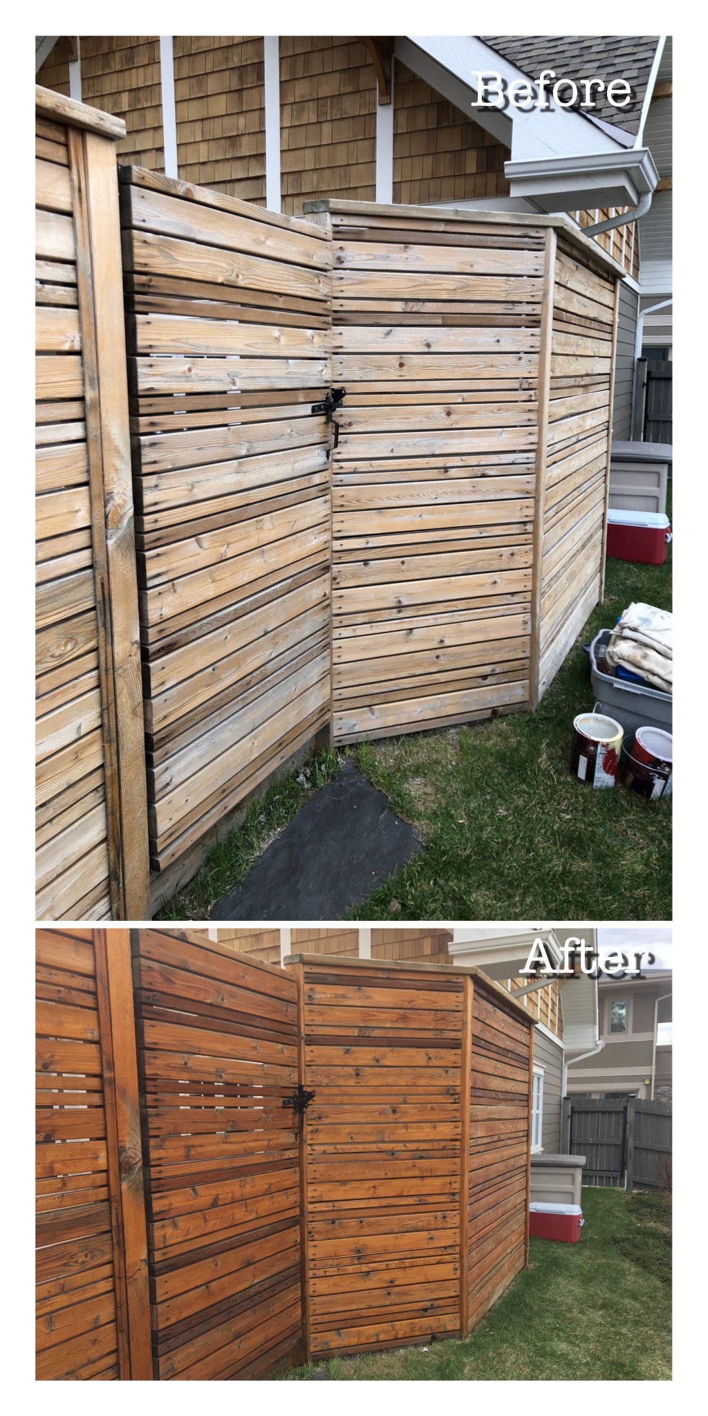 fence staining before and after of Fence staining